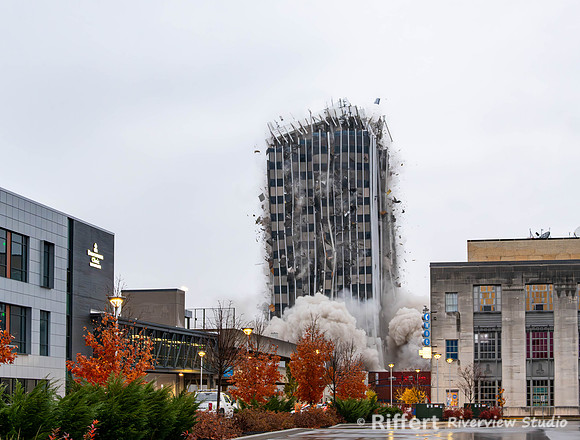 Implosion of 420 Main Building - Evansville, IN-4